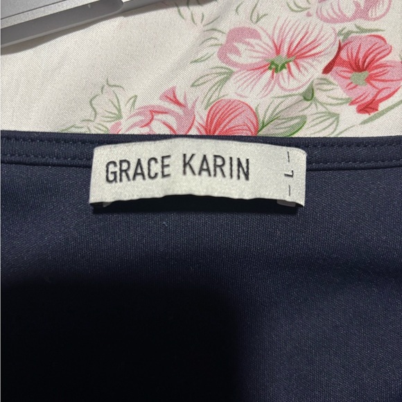 Grace Karin Navy Wrap Blouse - Picture 2 of 5